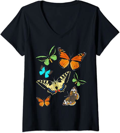 Womens Butterflies V Neck T Shirt Uk Fashion