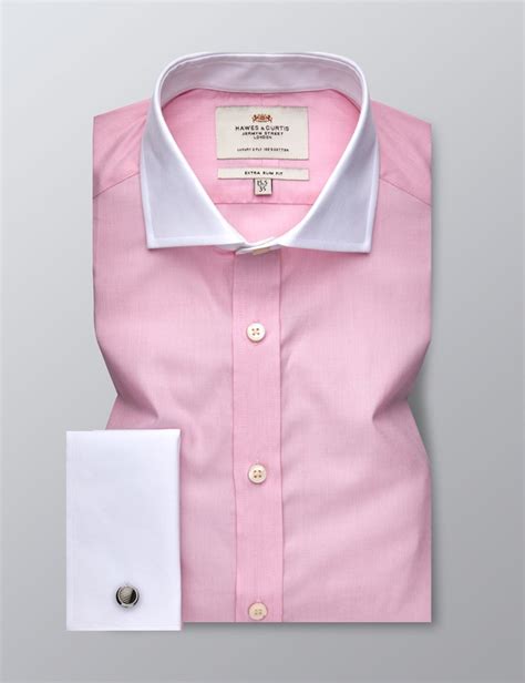 Mens Dress Pink End On End Extra Slim Fit Shirt French Cuff