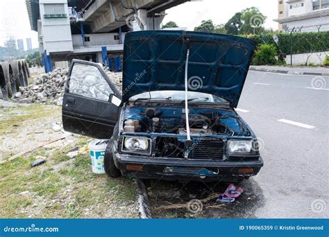 Abandoned Old Proton Car In The Street In Malaysia Editorial Stock