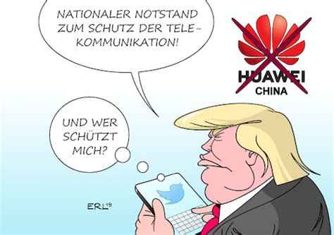 Trump Gegen Huawei By Erl Politics Cartoon Toonpool