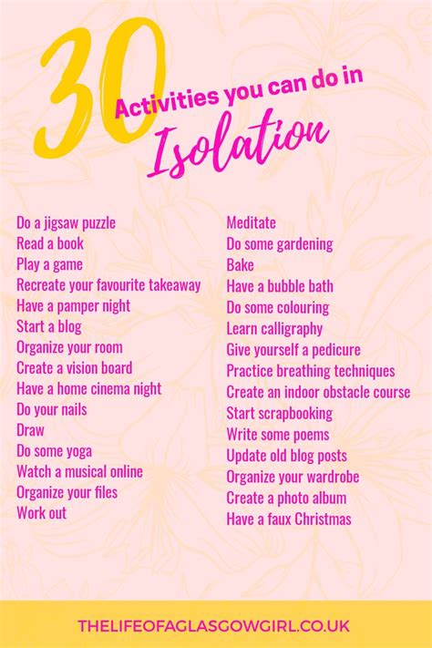 Looking For Ways To Keep Busy During Isolation Here Are 30 Ways To