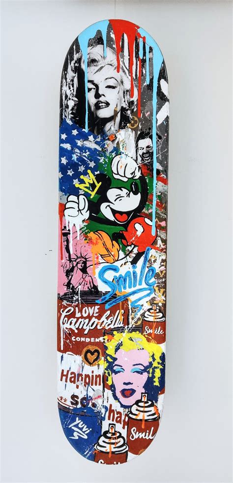 Smile Skateboard Deck Art Pop Wall Sculpture By Yuvi