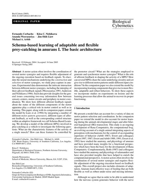 Pdf Schema Based Learning Of Adaptable And Flexible Prey Catching In