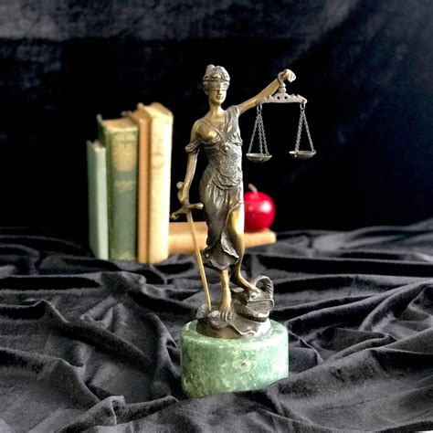 Lady Justice Blind Justice Bronze Sculpture On Marble Granite Etsy