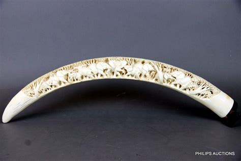 African Ivory Tusk Carving Herd Of Elephants In Forest Ivory Oriental