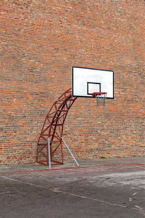 Basketball Hoop Brick Wall Stock Image Image Of Terrain 201445499