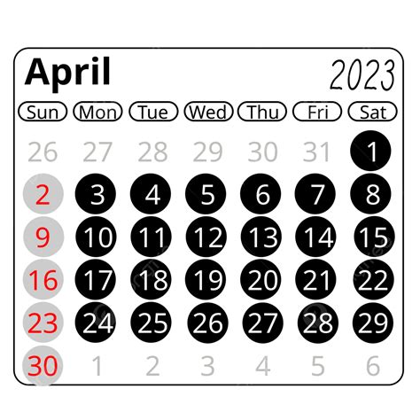 Circle Style Black Minimalist April 2023 Calendar April 2023 Calendar