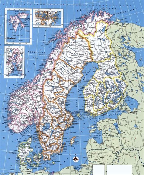 Grande Detallado Mapa Político Y Administrativo De Noruega Suecia