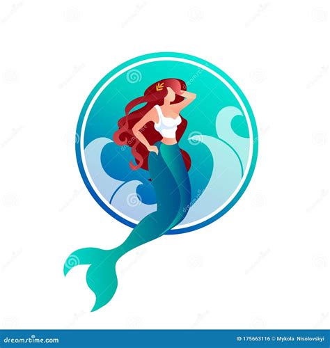 Beautiful Long Haired Mermaid With Laurel Wreath Stock Vector