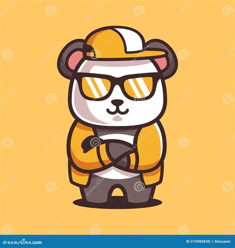 Cartoon Cool Panda Wear Sunglasses Stock Vector Illustration Of Cute