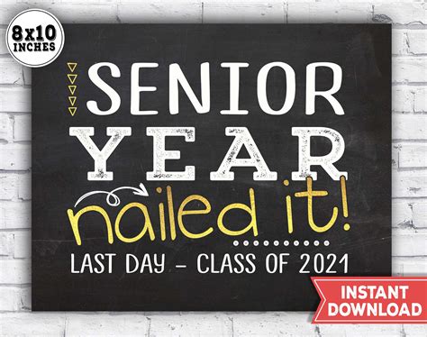 Last Day Of Senior Year Sign 2021 High School Graduate Etsy