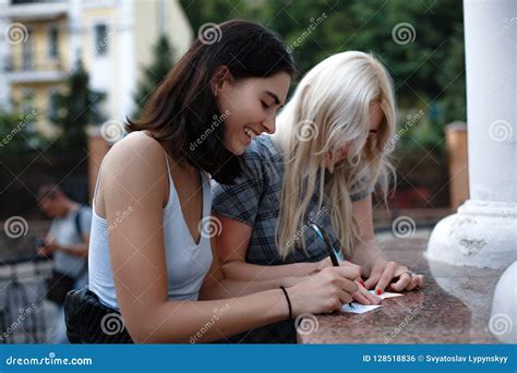 Two Lesbian Woman Outside Stock Photo Image Of Attractive 128518836