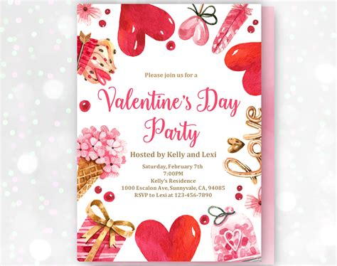 Valentines Day Invitation Valentines Day Party Invite Etsy
