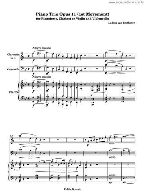 Super Partituras Piano Trio No 4 Gassenhauer Ludwig Van Beethoven