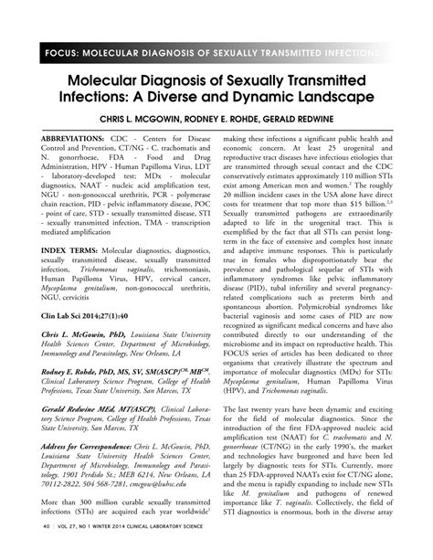 Pdf Molecular Diagnosis Of Sexually Transmitted Infections A Diverse And Dynamic Landscape