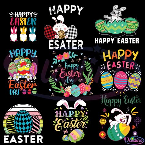 Happy Easter Day Bunny Bundle Svg Digital File Easter Svg