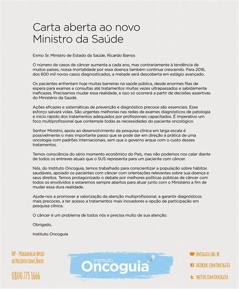 Vi Fórum Oncoguia Carta Aberta Ao Ministro Da Saúde By Instituto Oncoguia Issuu