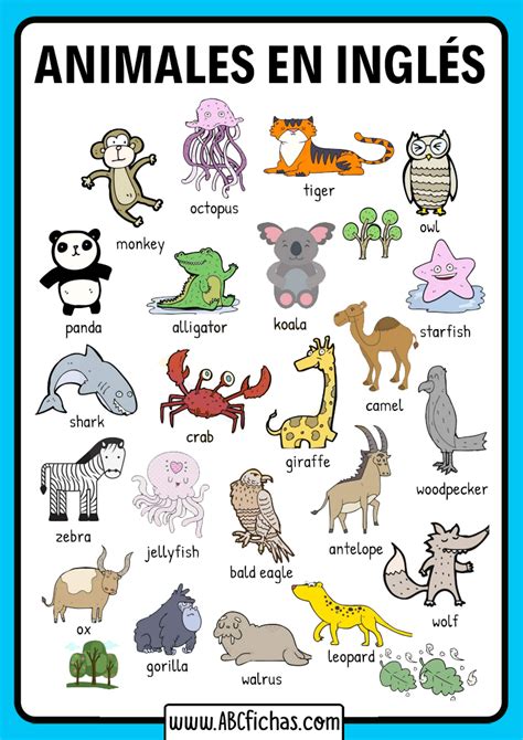 Animales En Ingles Para Niños Abc Fichas