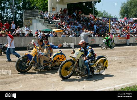 Sidecar Motorcycles At The Starting Line International Motorcycle Race
