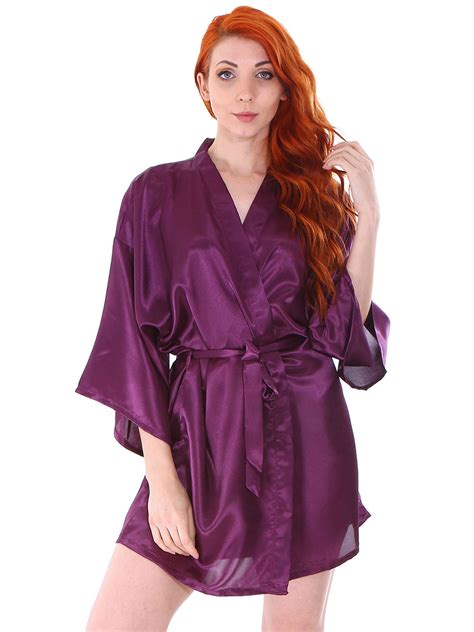 Simplicity Women S Silk Satin Short Lingerie Bridal Kimono Robe