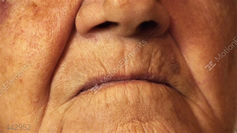 Senior Old Woman Mouth Wrinkle Skin Close Up Stock Video Footage 442952