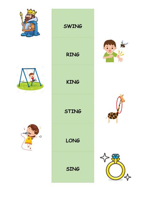 There are 5 sets for a total of 15 pages. Phonics: Ng sound worksheet