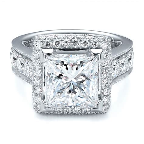 Plain band princess halo engagement setting in platinum. Custom Princess Cut and Halo Engagement Ring #100124 - Seattle Bellevue | Joseph Jewelry