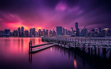 1920x1080px 1080p Free Download New York Sunset Skyline