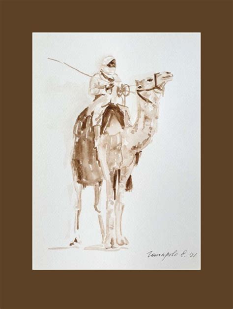 Nomad Watercolor Wall Art Tuareg Painting Bedouin Desert Etsy