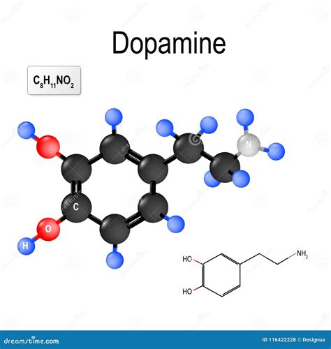 Dopamine Formule Chimique Et Modèle Structurels De Molécule