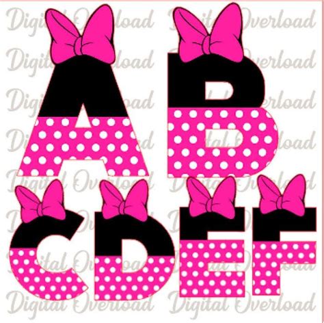 Inspired Minnie Mouse Pink Complete Alphabet Font Digital File Etsy