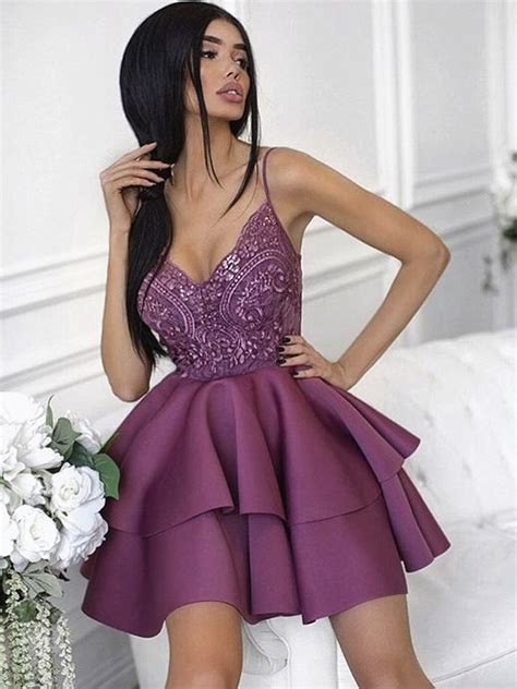 Sweetheart Neck Short Purple Lace Prom Dresses Short Purple Lace Home