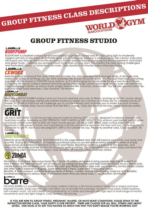 Fitness Class Information World Gym Maroochydore