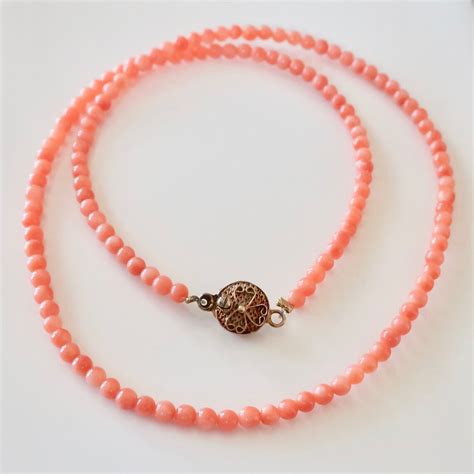 Vintage Coral Necklace Coral Beads Hawaiian Coral Necklace Etsy