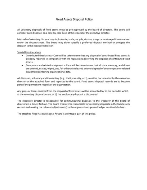 Microsoft Word Fixed Assets Disposal Policy Draft
