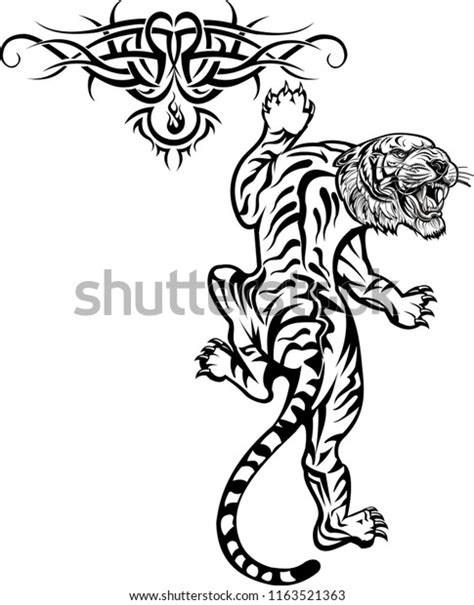 Tiger Jump Tattoo 스톡 일러스트 1163521363 Shutterstock