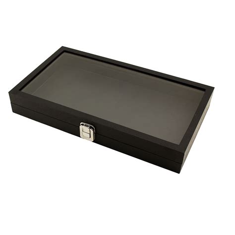 Jewelry Showcase Display Case Glass Top Portable Travel Box Black Best