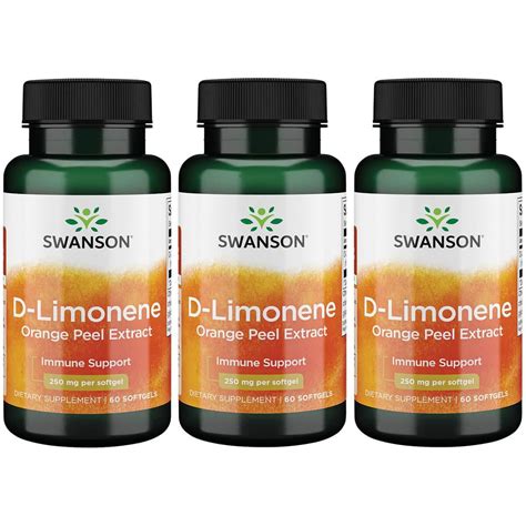 Swanson D Limonene Orange Peel Extract 250 Mg 60 Sgels 3 Pack