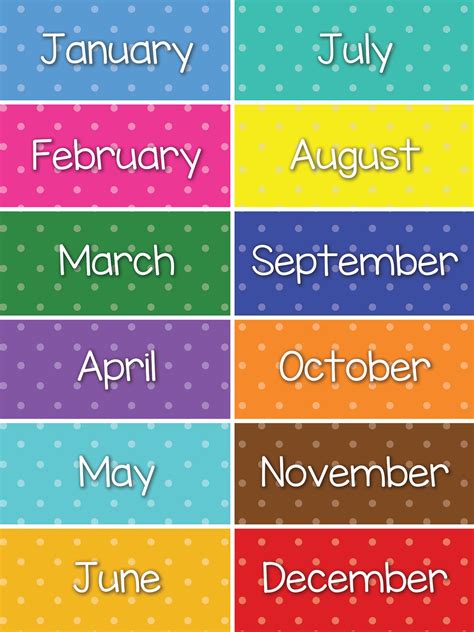 Months Of The Year Poster Printable
