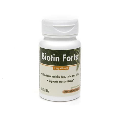Biotin Forte 3mg With Zinc Tablets Hair And Skin Health 60 Ea