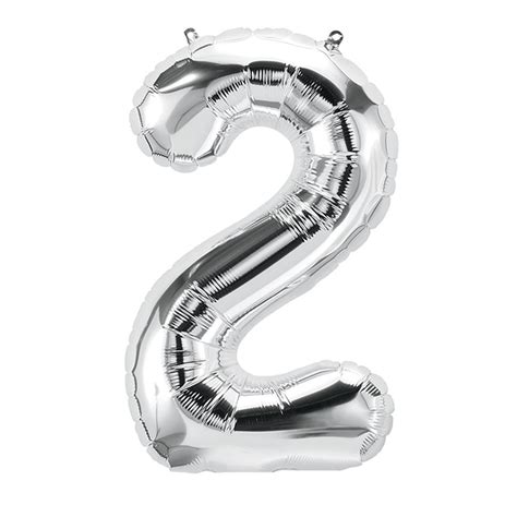 16" Foil Balloon, Silver Number 2 - PBN59085 | Pioneer Balloon Company