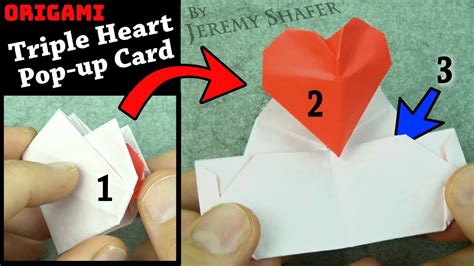 Origami Triple Heart Pop Up Card Youtube