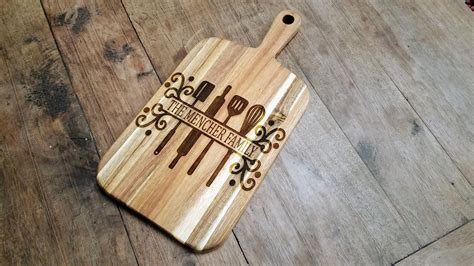 Personalized Engraved Acacia Wood Cutting Board Farmhouse Kitchen De