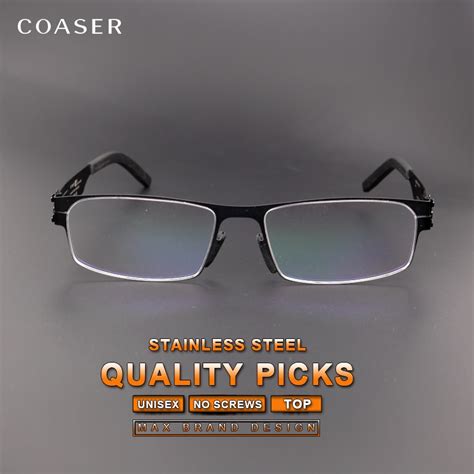 Germany Quality Stainless Steel Metal Frame Glasses Men Square Myopia Prescription Eyewear