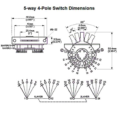 5 Way 4 Pole Lever Switch Oak Grigsby