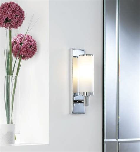 Polished Chrome And Glass Slim Wall Light Ip44 Bathroom Wall Lights