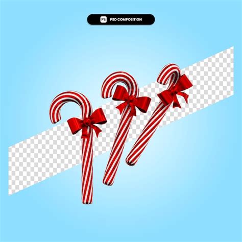 Premium Psd Christmas Candy Cane 3d Render Illustration Isolated