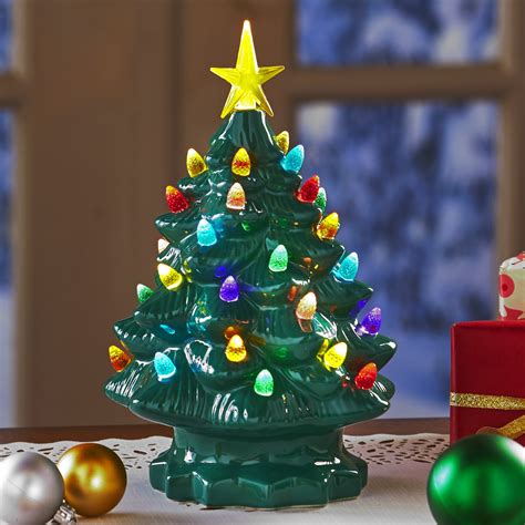 Retro Lighted Ceramic Tabletop Christmas Tree - Holiday ...