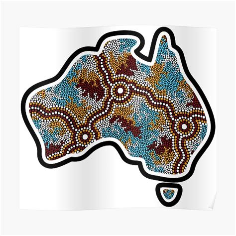 Authentic Aboriginal Art Australia Map Wetland Dreaming Poster For