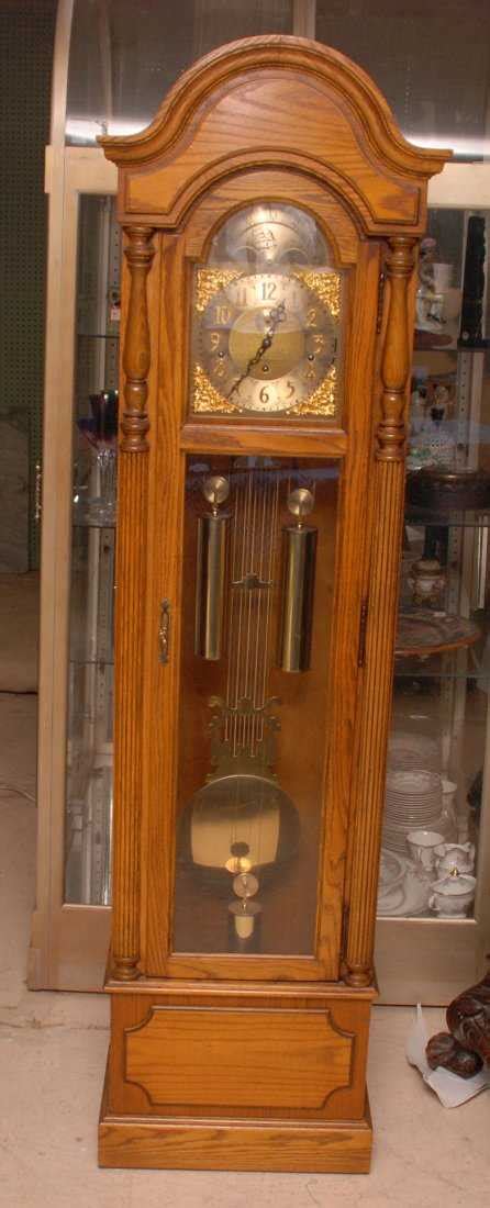 Howard Miller Oak Grandfather Clock 1970s